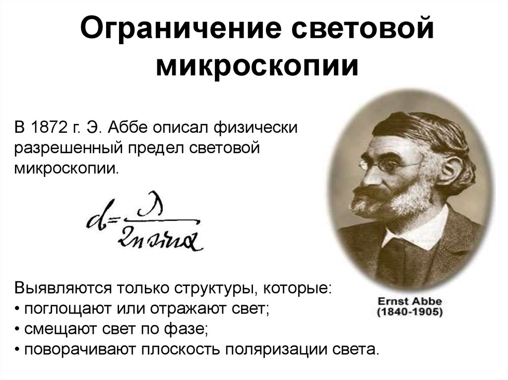 Разрешенный предел. Эрнст Аббе микроскоп. Эрнст Карл Аббе микроскоп. Теория э Аббе. Ограничения световой микроскопии.