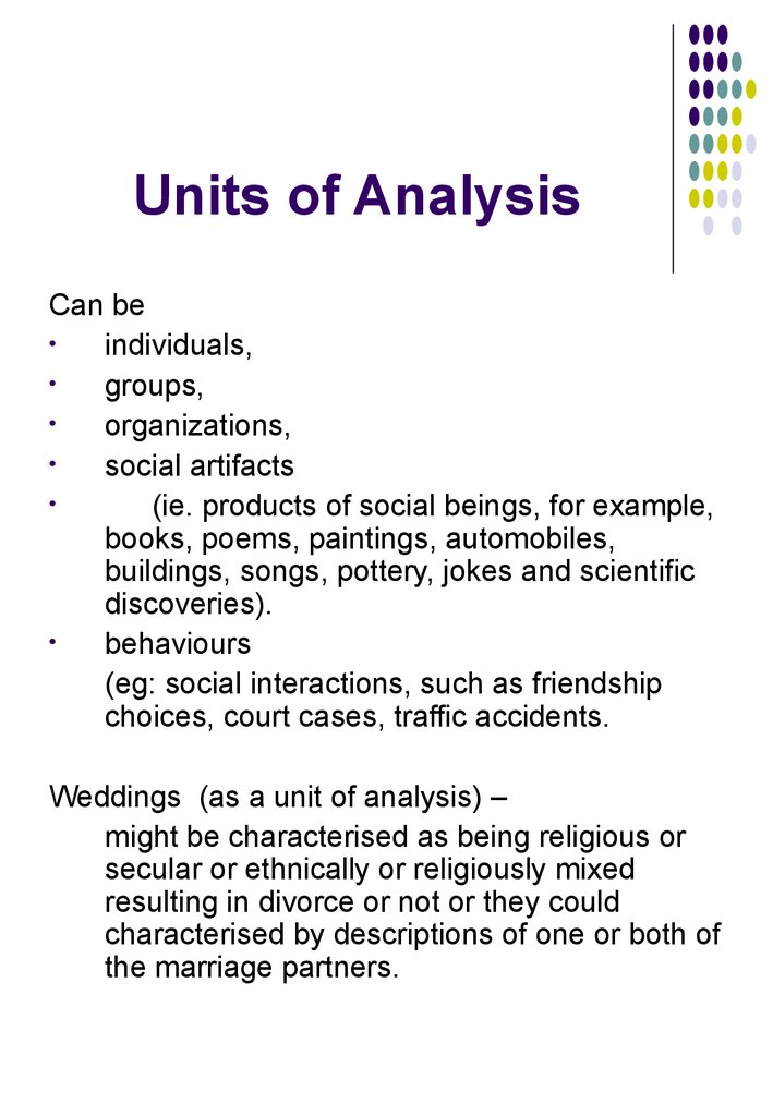 Units of Analysis