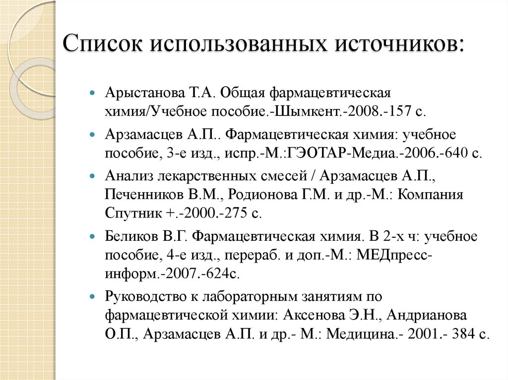 Список использованных источников презентация