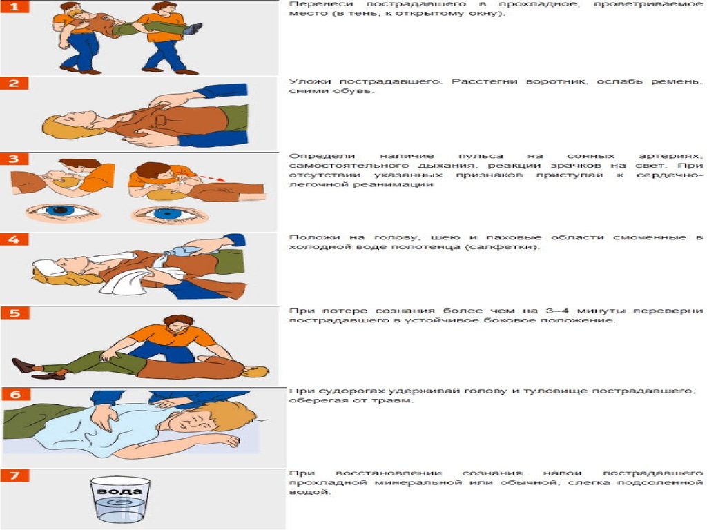 Правила оказания первой помощи при солнечном ударе. При тепловом и Солнечном ударе. Тепловой удар и Солнечный удар первая помощь. Первая помощь при тепловом ударе. Оказание первой помощи при Солнечном ударе.