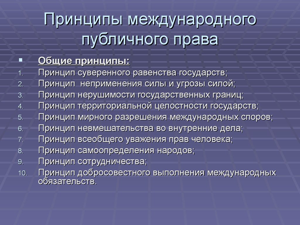 Основные принципы международной политики