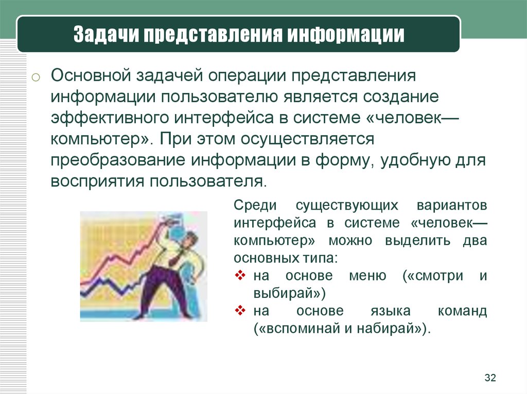 Образное представление информации. Задачи представление информации. Представление информации задания. Создание эффективного интерфейсов системы человек компьютер. Задачи по представления данных.