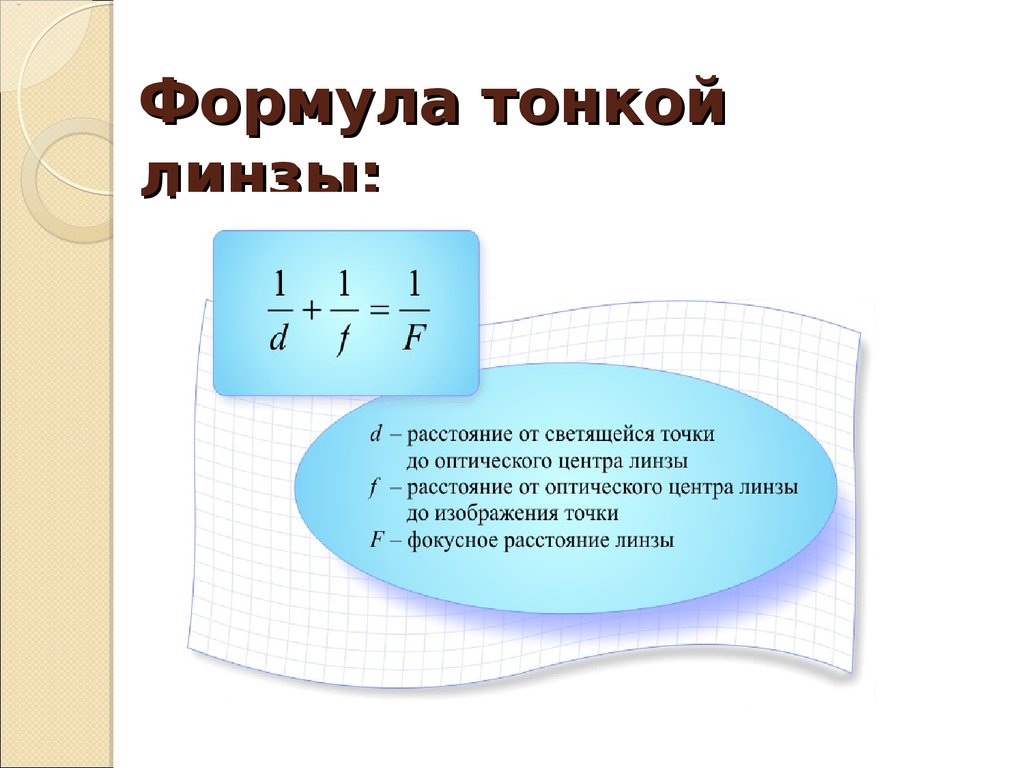 Формула тонкой линзы самостоятельная работа 11 класс