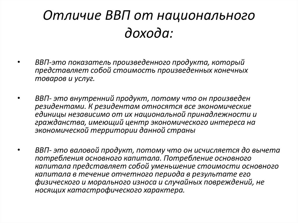 Цели национального производства и состав ввп презентация