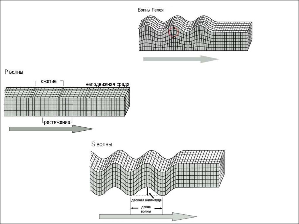 Волны сжатия. Волны сжатия и растяжения. Сдвиговые волны. Продольная волна сжатия. Растяжение волн.