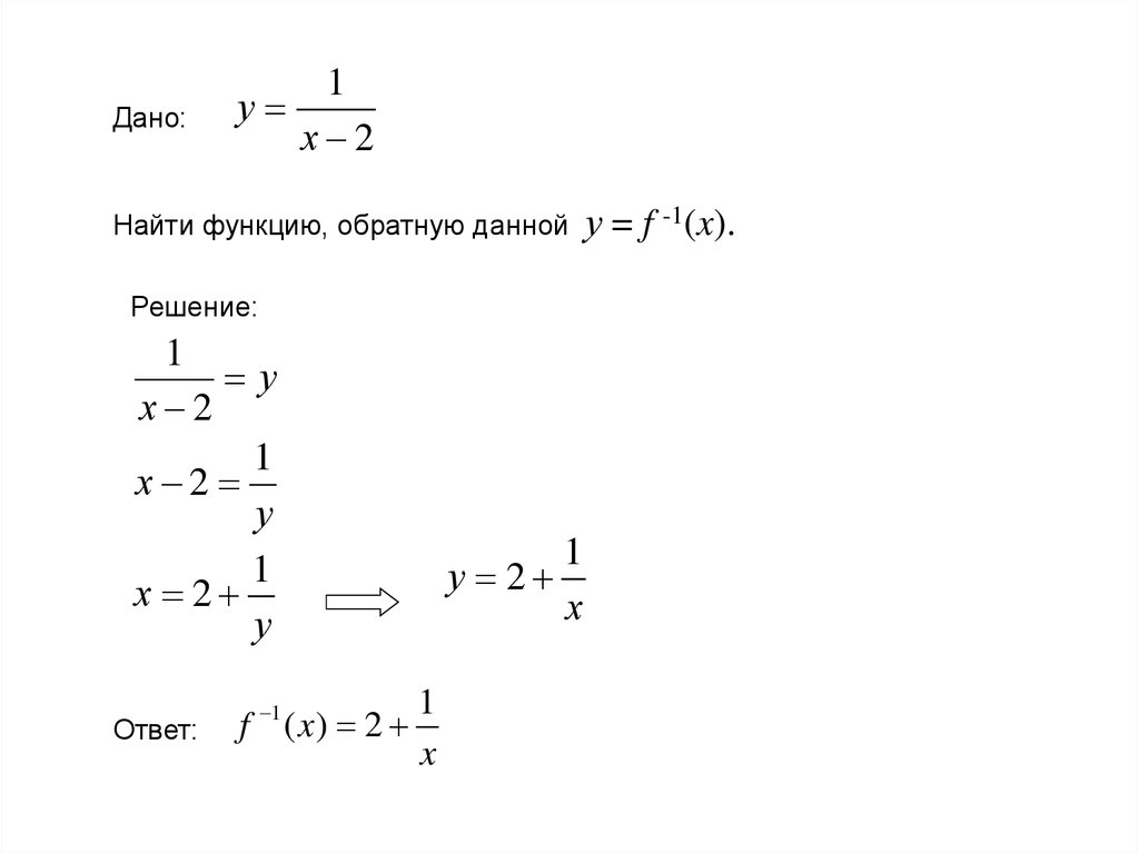 Найдите функцию обратную данной