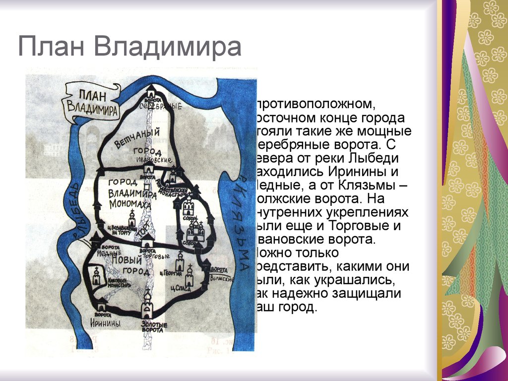 Какой город в конце. План города Владимира. План древнего Владимира. Древний план города Владимир. Планировка города Владимир.