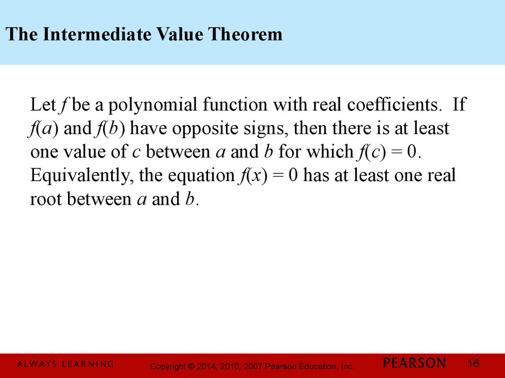 The Intermediate Value Theorem