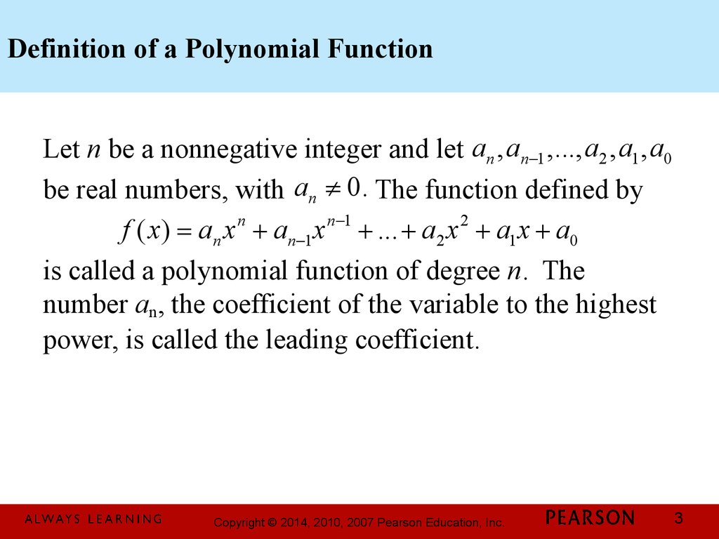 Definition of a Polynomial Function
