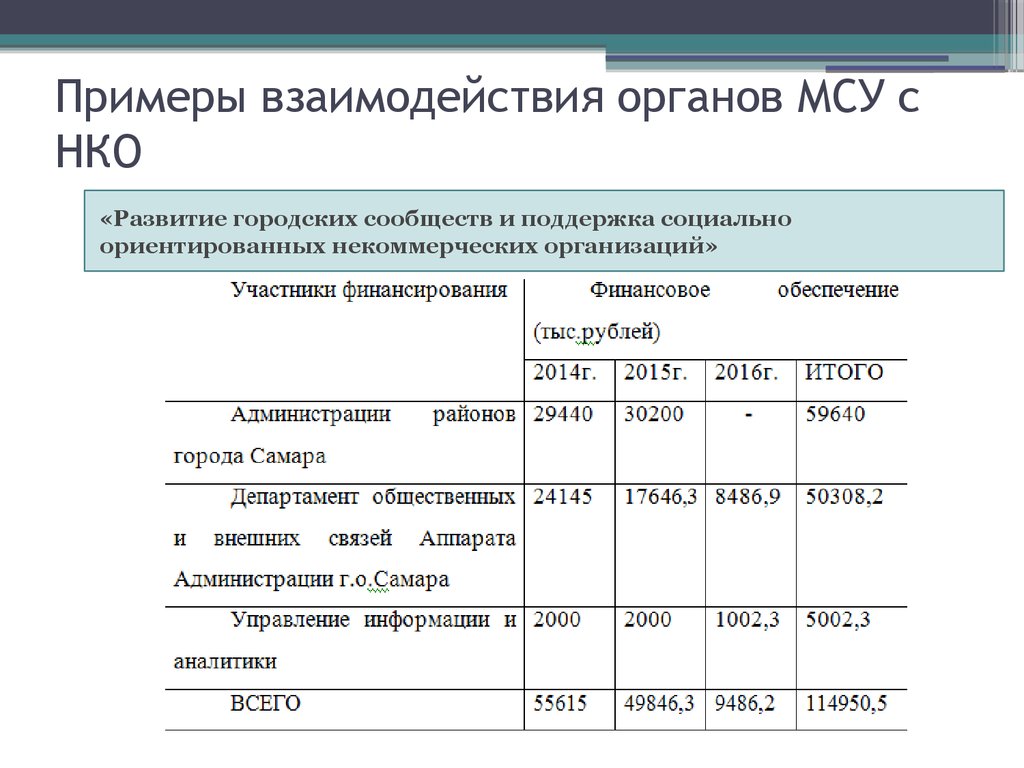 Орган местного самоуправления некоммерческая организация