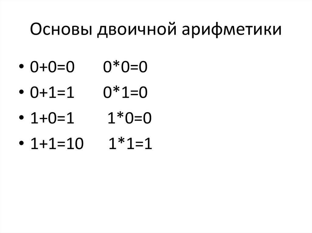 Решение двоичной арифметики