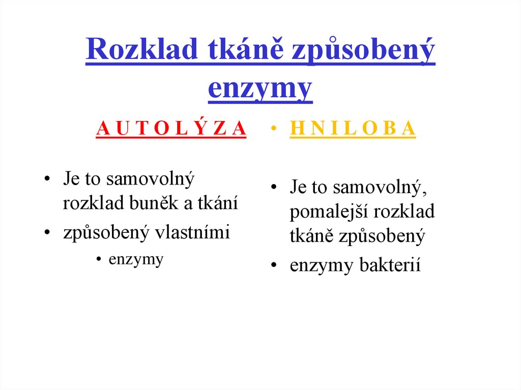 Rozklad tkáně způsobený enzymy