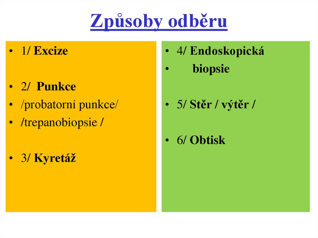Způsoby odběru