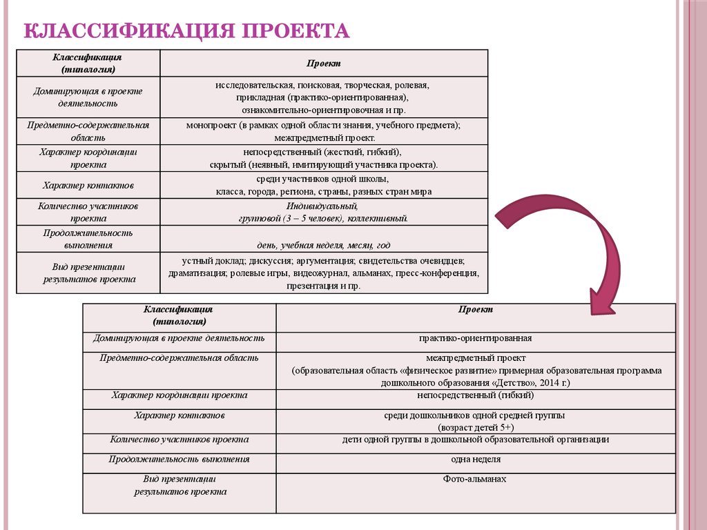 Виды доминирующих проектов