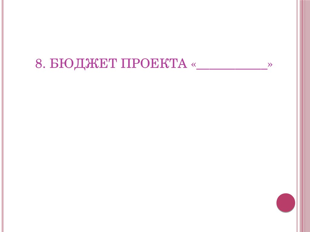 8. Бюджет проекта «___________»