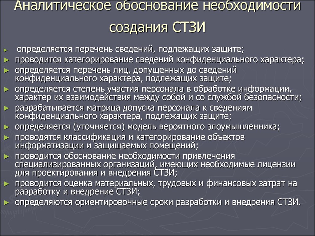 Обоснование необходимости реализации