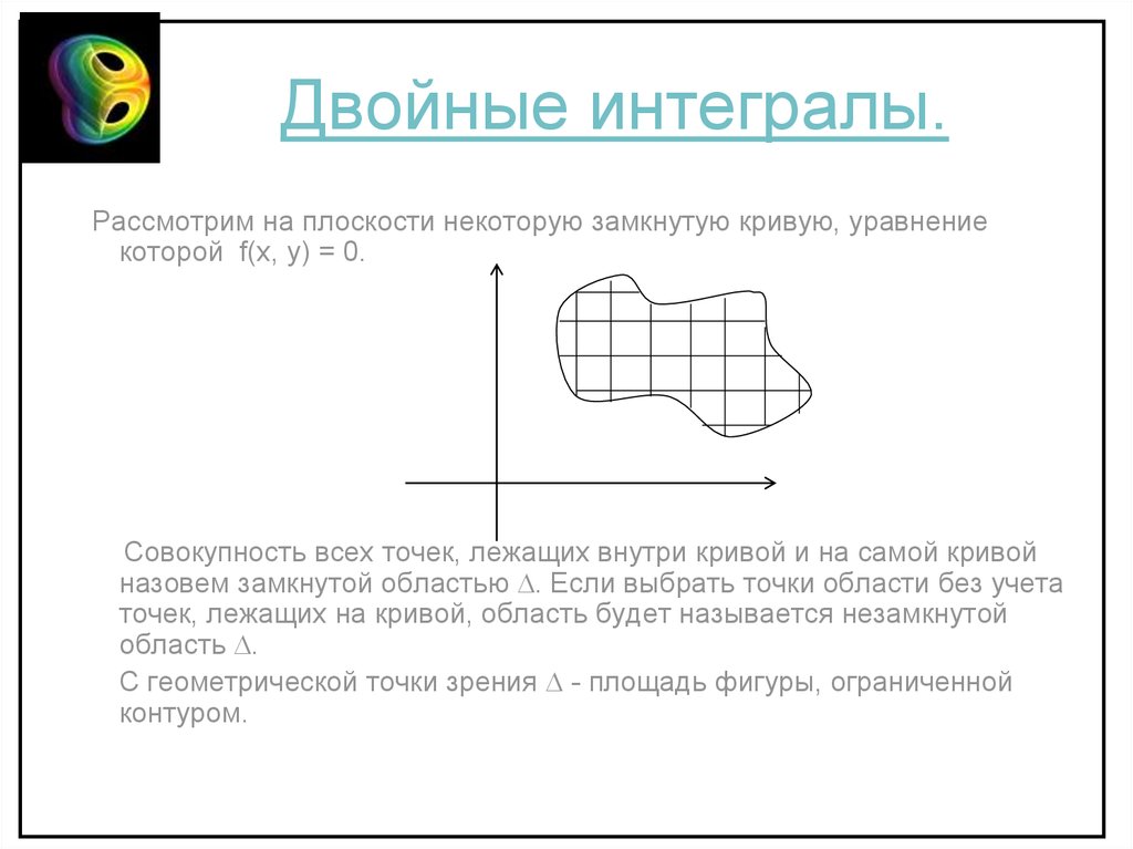 Некоторая плоскость. Двойной интеграл на плоскости. Двойной интеграл замкнутой области. Уравнение замкнутой Кривой. Замкнутые кривые уравнения.