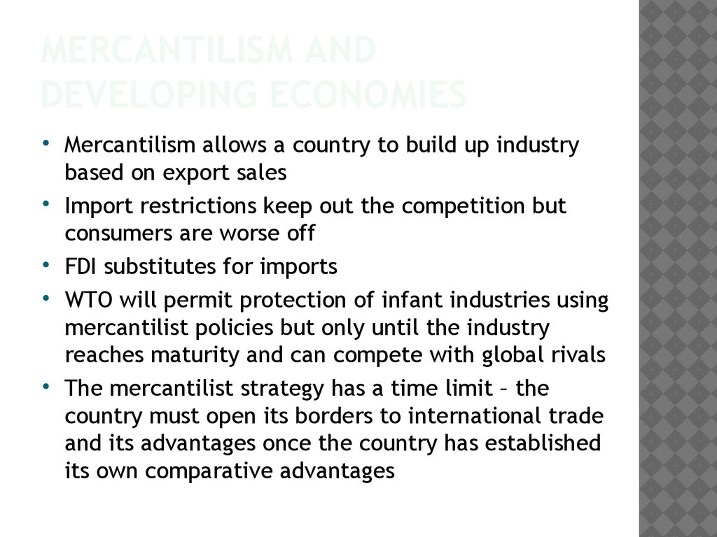 Mercantilism and developing economies