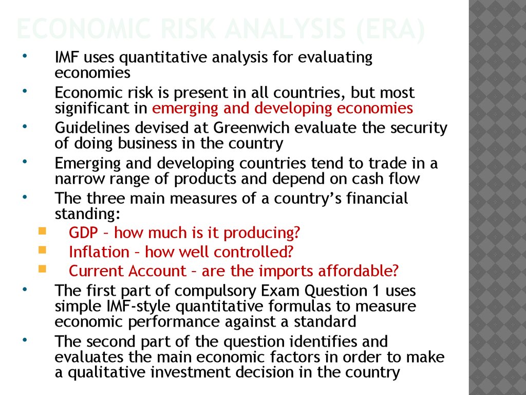 Economic Risk Analysis (ERA)