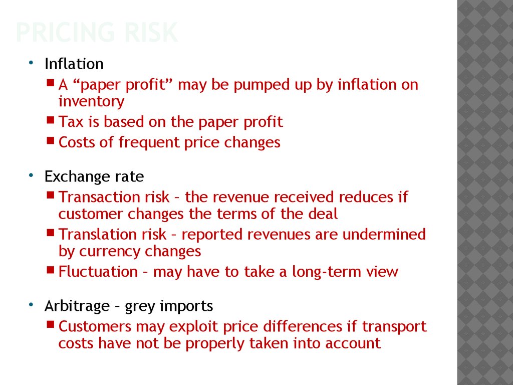 Pricing risk