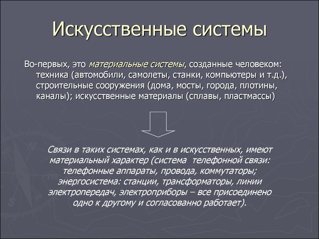 Описание искусственной системы