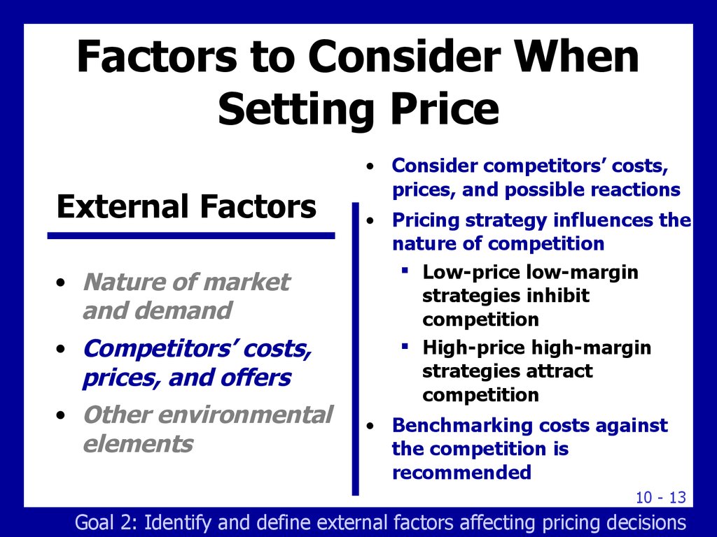 environmental factors affecting pricing