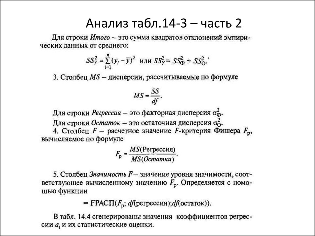 Пакет анализа. Фишер регрессия книга.