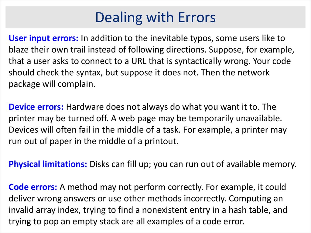 Dealing with Errors