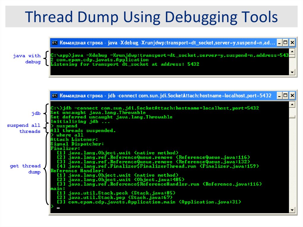 Debugging tools. Отладчик. Многопоточность java. Debug Dump. JVM дебаг JMF.