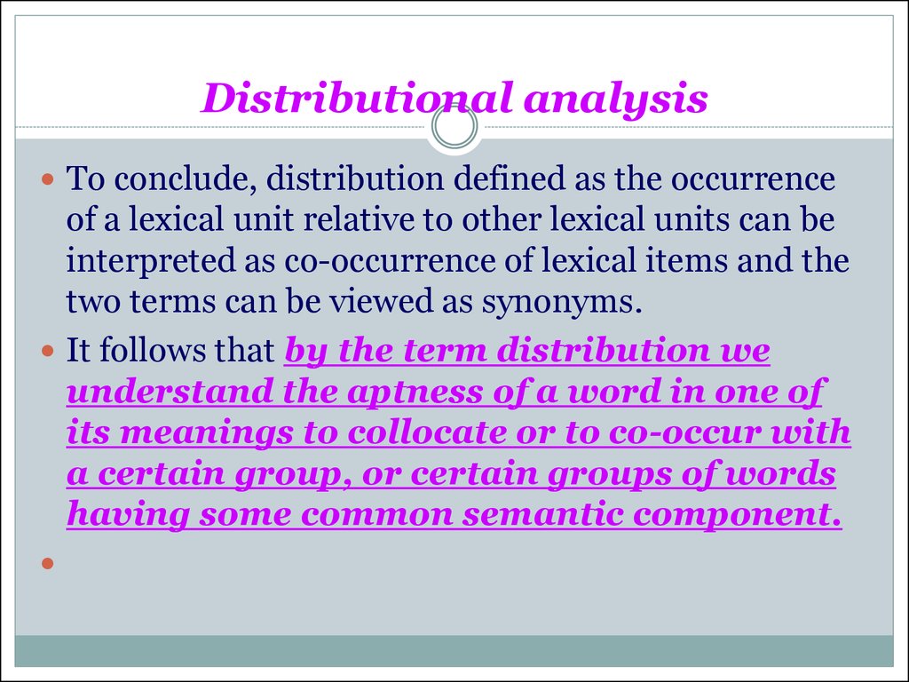Distributional analysis