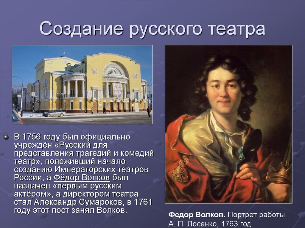 Театр 18 века в россии презентация