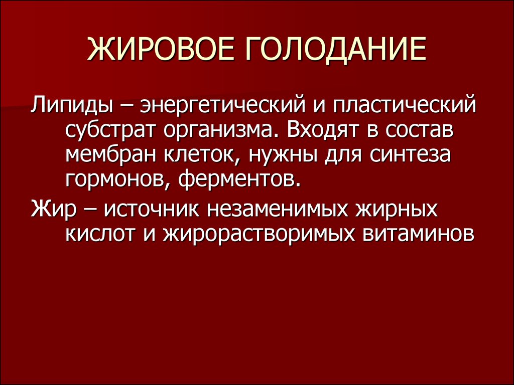 Презентация голодание патология