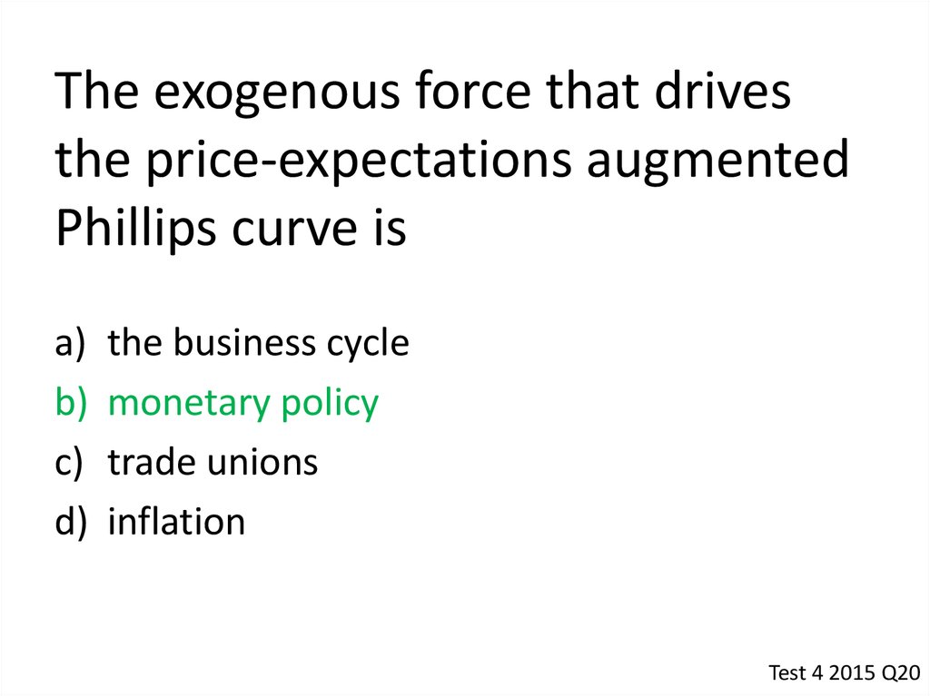 The exogenous force that drives the price-expectations augmented Phillips curve is