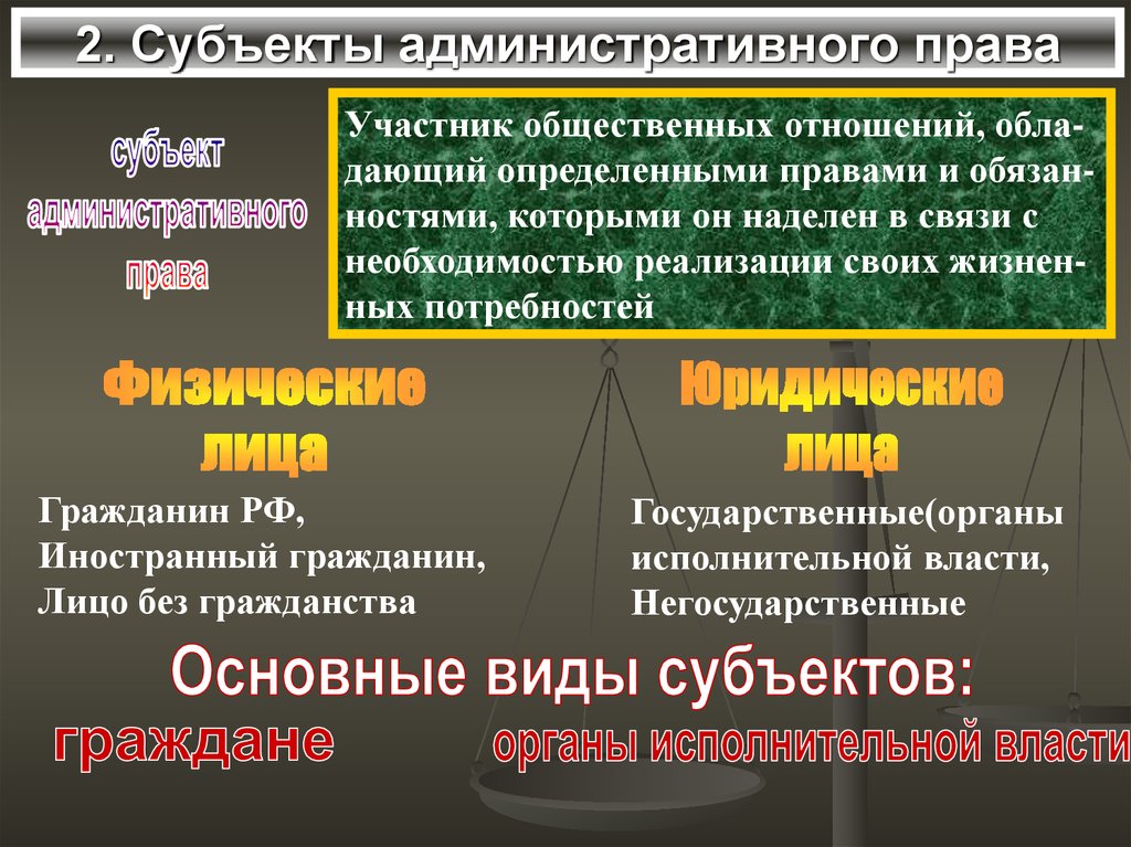 Административное право основы субъекты