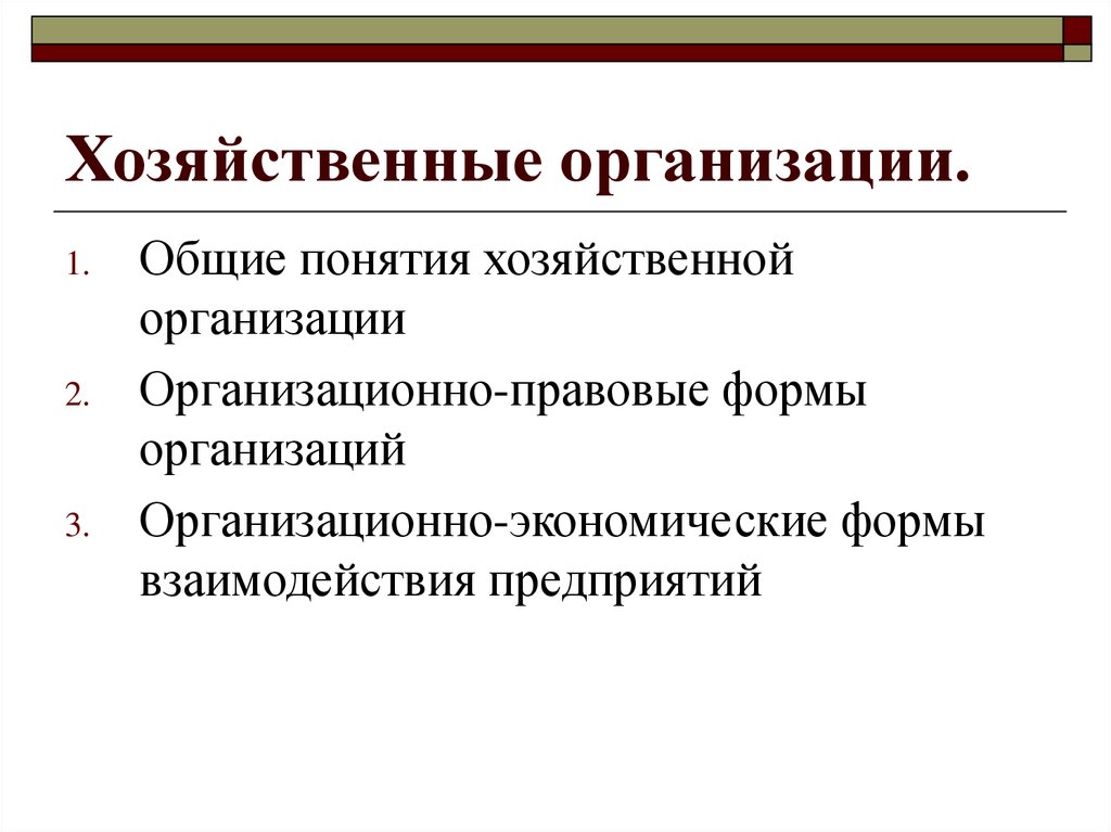 Экономическая организация производства