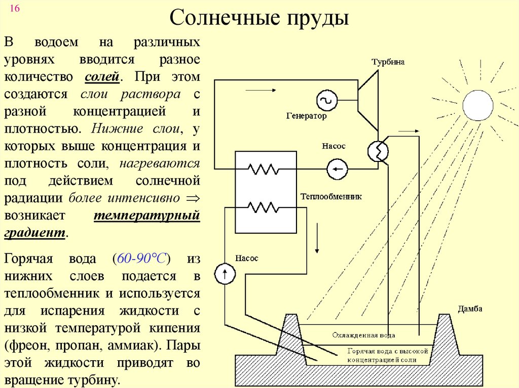 Солнечный пруд схема