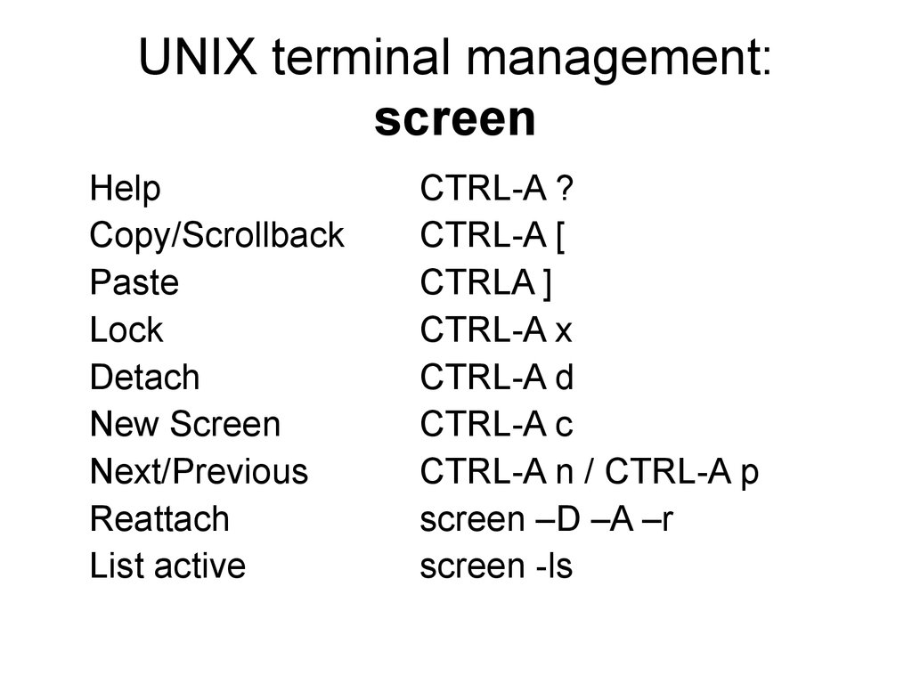 UNIX terminal management: screen