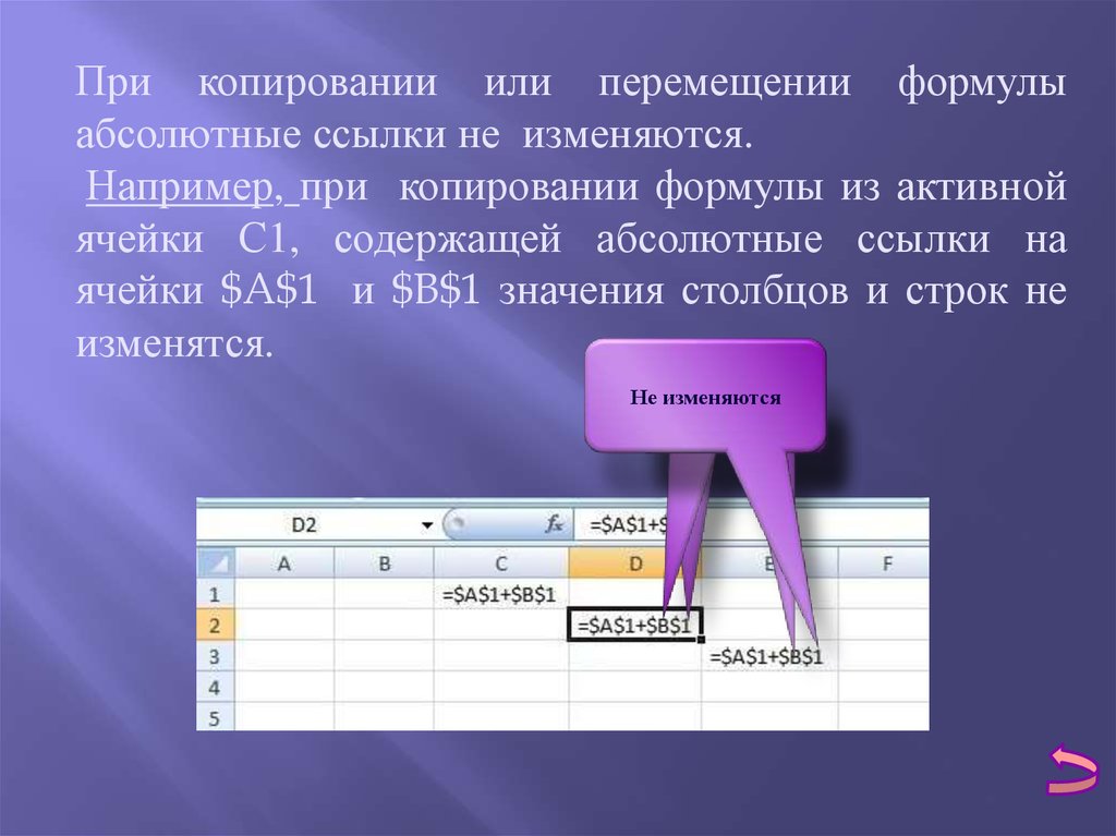 Копирование абсолютной ссылки. При копировании или перемещении формулы. При копировании формулы абсолютные ссылки. Ссылка в формуле которая изменяется при копировании. Абсолютные ссылки при перемещении или копировании.