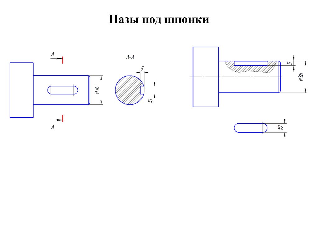 Обозначение пазов на чертеже