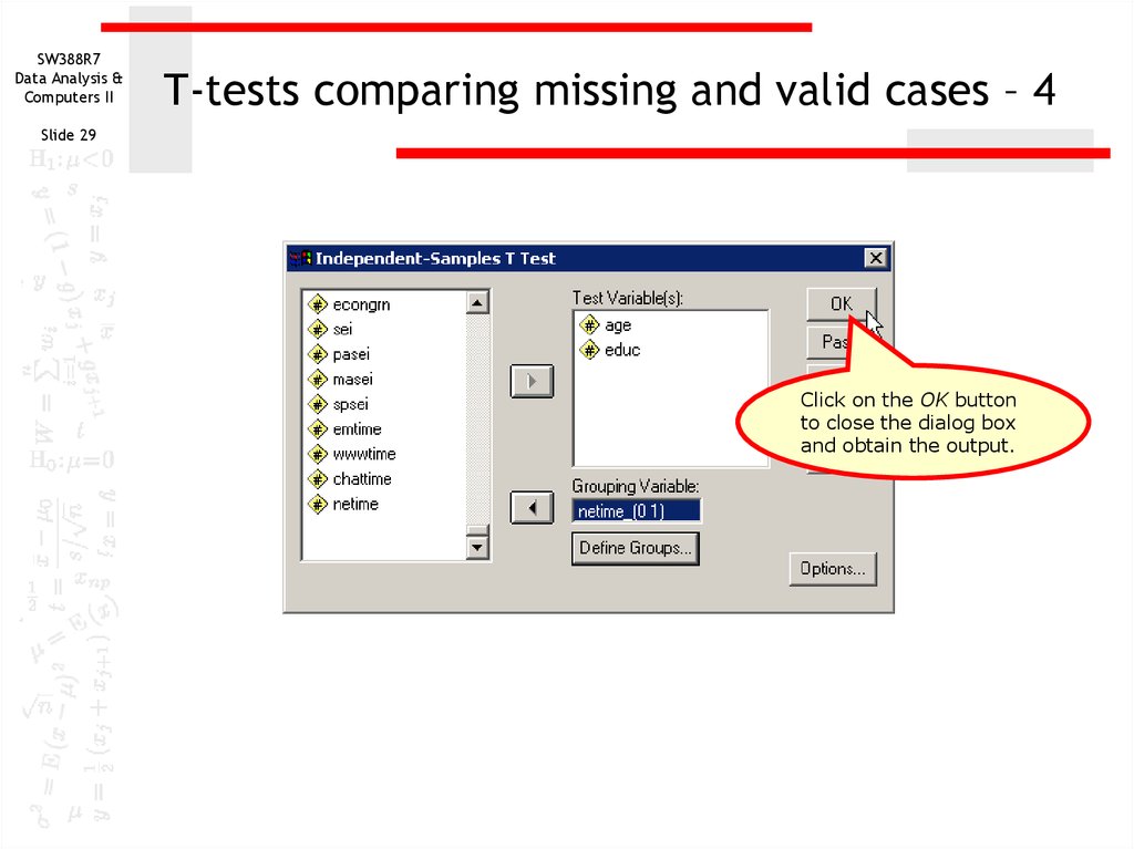T-tests comparing missing and valid cases – 4