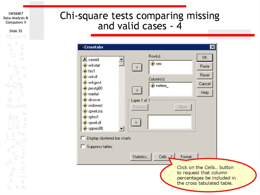 Chi-square tests comparing missing and valid cases - 4