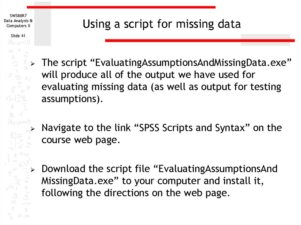 Using a script for missing data
