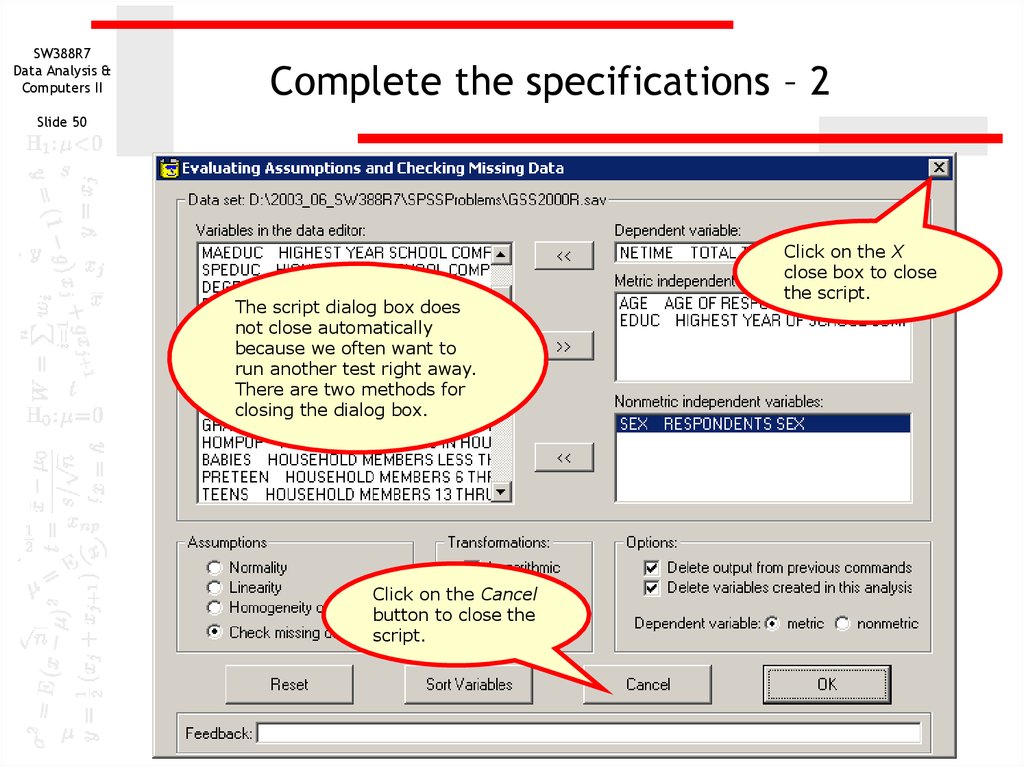 Complete the specifications – 2