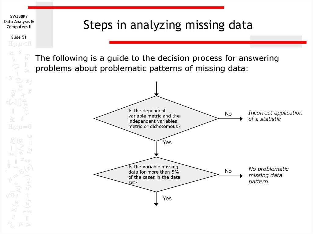 Steps in analyzing missing data