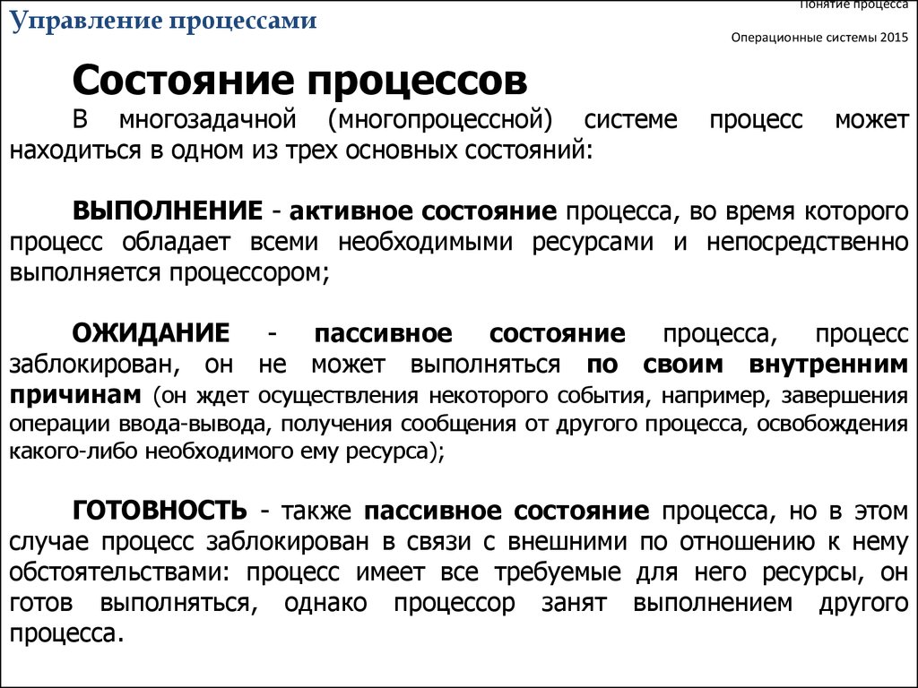 Какие состояние процесса. Состояния процесса в ОС. Понятие процесса в ОС. Состояние процесса в операционной системе. Понятие процесса в операционной системе.