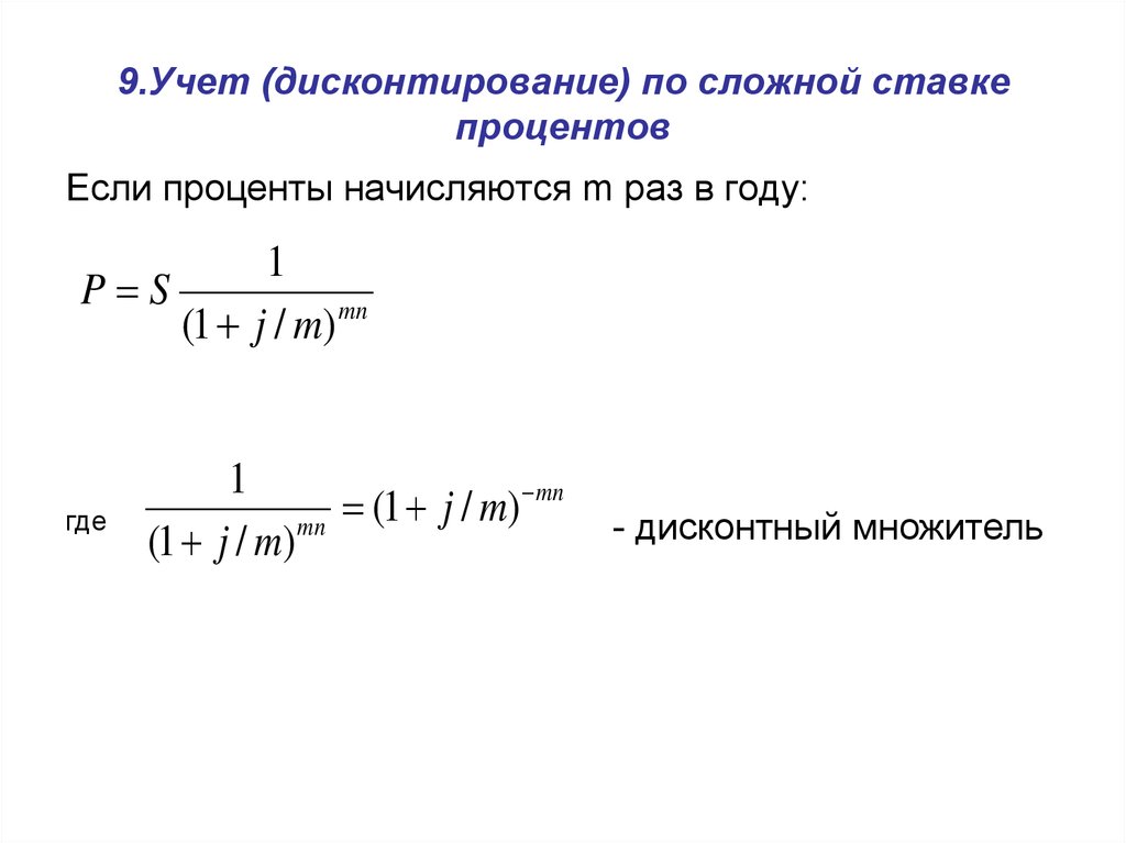 Дисконтирование по сложной процентной ставке