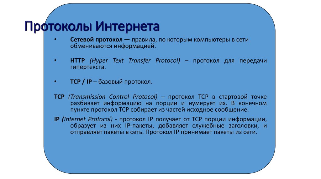 Протоколы интернета презентация