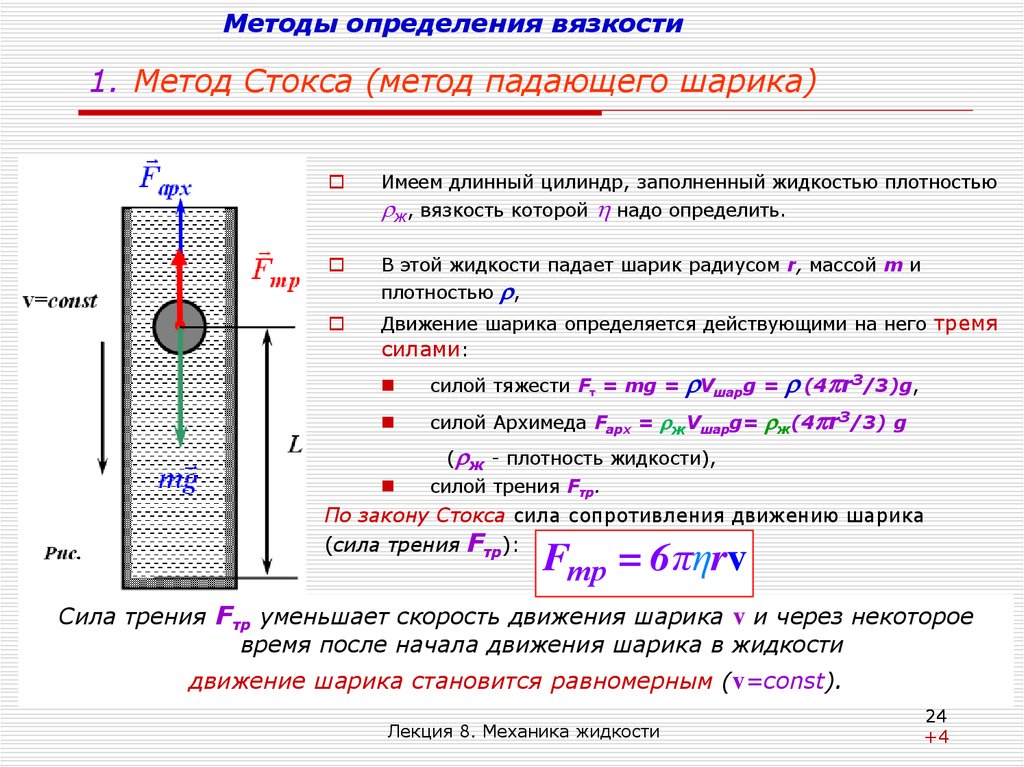 Сила сопротивления падающего тела. Метод измерения коэффициента вязкости?. Метод определения вязкости жидкости физика. Метод Стокса измерения вязкости. Формула определения вязкости жидкости.