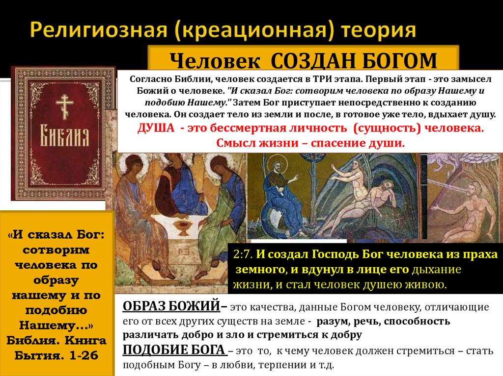 Согласно библии. Сотворим человека по образу нашему и по подобию. И сказал Бог сотворим человека по образу нашему и по подобию нашему. Религиозная концепция происхождения человека. Образ и подобие Божие в человеке.