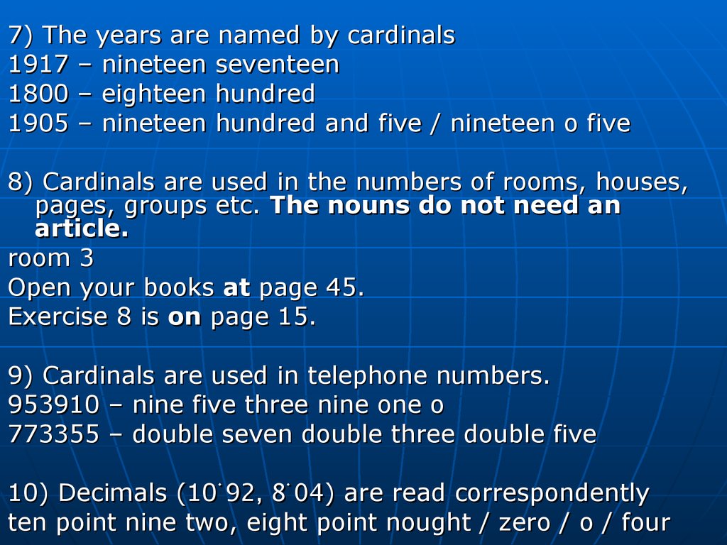 The Numerals Online Presentation